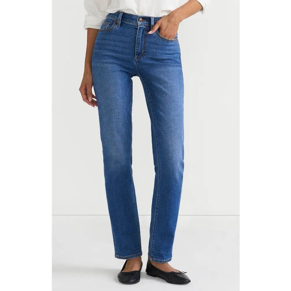 Lands’ End high rise recover straight jeans 14 petite